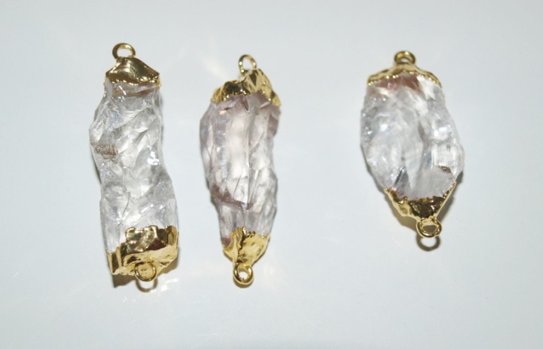 Stones from Uruguay - Rough Crystal Connectors with Gold Plating