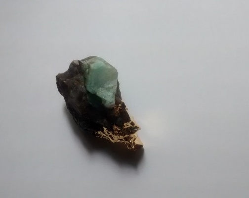 Stones from Uruguay - Emerald Pendant  in Matrix with Gold Plating