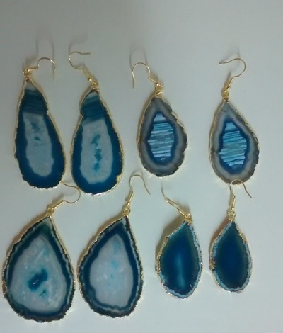 Stones from Uruguay - Light Blue agate Slice Pairs with