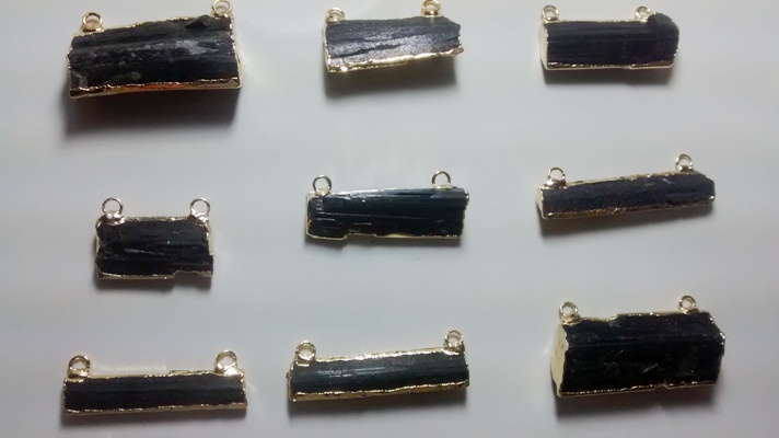 Stones from Uruguay - Epidote Connectors,Gold Electroplated, Size 21-35mm