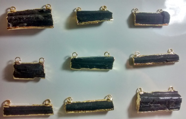 Stones from Uruguay - Epidote Connectors,Gold Electroplated, Size 21-35mm