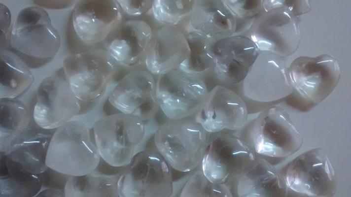 Stones from Uruguay - Natural Crystal Heart Cabochon for Connectors, Bottom and Top Coinvex, Size 25mm