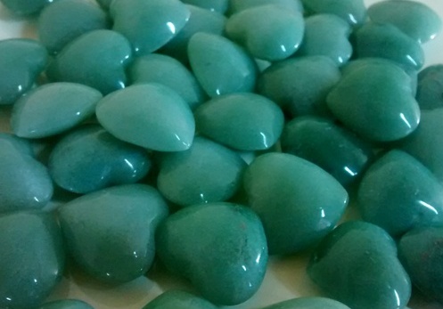 Stones from Uruguay - Green Aventurine Heart Cabochons for Pendants, Top and Back Convex,Size 25mm