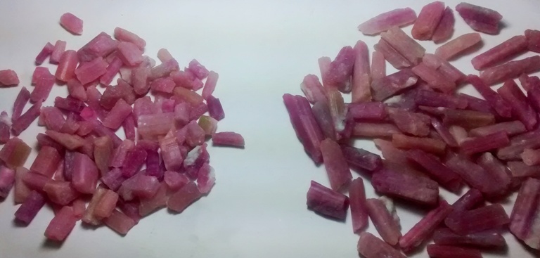 Stones from Uruguay - Pink Tourmaline Being Selected to Turn  in Pendants