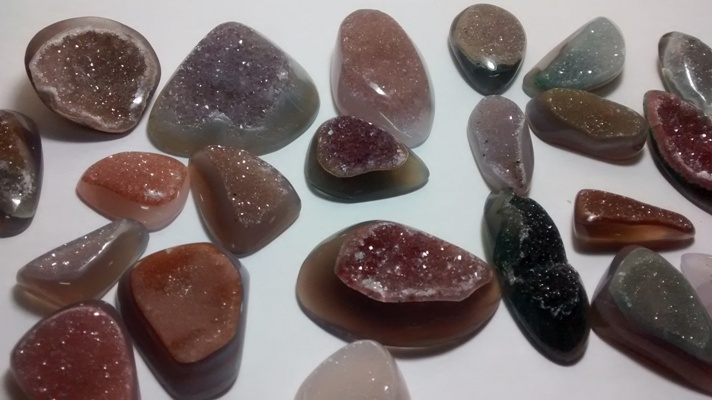 Stones from Uruguay - Polished Druzy Free Form Cabochons, Size 21-35mm