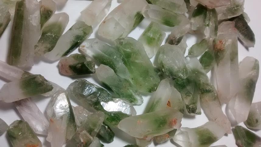 Stones from Uruguay -  Green Chlorite Phantom Quartz Crystal Points  for Pendants