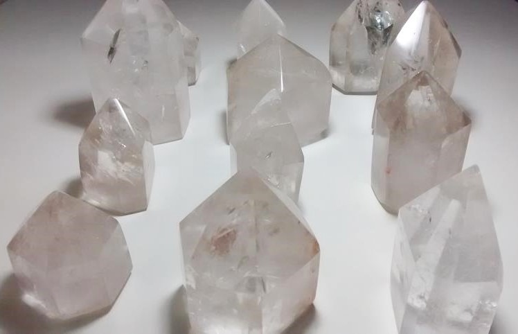 Stones from Uruguay -  Polished Clear Quartz Crystal Point with Cut Base
