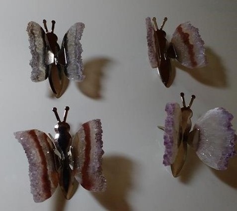 Stones from Uruguay - Amethyst Half Round Slice Butterfly