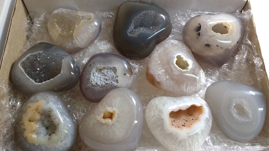 Stones from Uruguay - Boxes with Agate Druzy Heart for Home and Decor