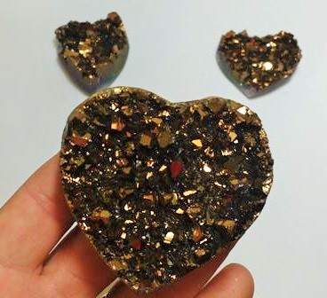 Stones from Uruguay - Old Gold Titanium  Aura Amethyst Clusters for Home
