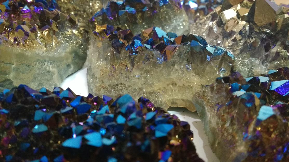 Stones from Uruguay - Blue Cobalt Titanium Flame Aura Amethyst Cluster
