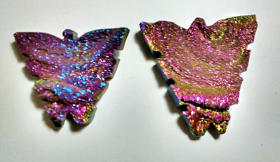 Stones from Uruguay - Pink Rainbow Titanium Aura Chacedony Druzy Butterfly
