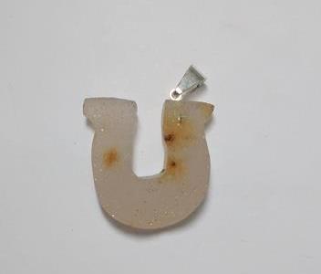 Stones from Uruguay - Rough Druzy Horseshoe Pendant with  Drilled Hole and Bail
