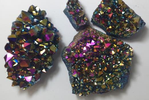 Stones from Uruguay - Pink Rainbow Titanium Aura Amethyst Cluster, Pink Rainbow Aura Amethyst Druzy 