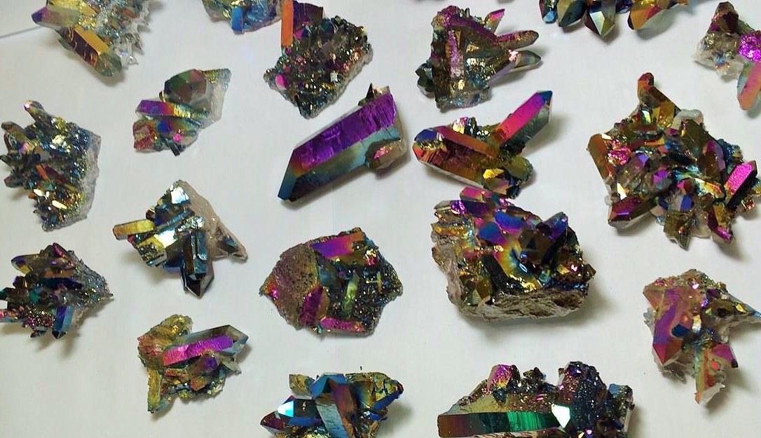 Stones from Uruguay - Rainbow Titanium Aura Quartz Crystal Cluster