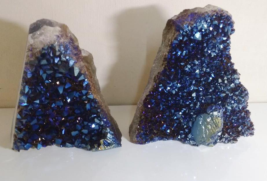 Stones from Uruguay - Cobalt Blue Flame Aura Amethyst Cut Base