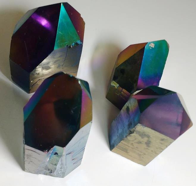 Stones from Uruguay - Rainbow Aura Top Polished Cut Base Crystal Point 