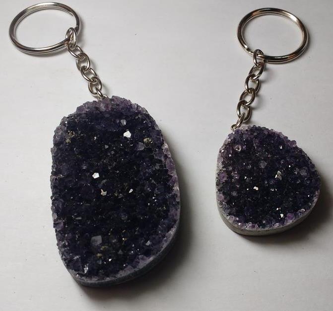Stones from Uruguay - Dark Purple Amethyst Druzy Free Form Keychains
