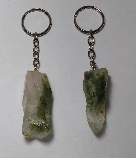 Stones from Uruguay - Green Phantom Quartz Crystal Point Keychains