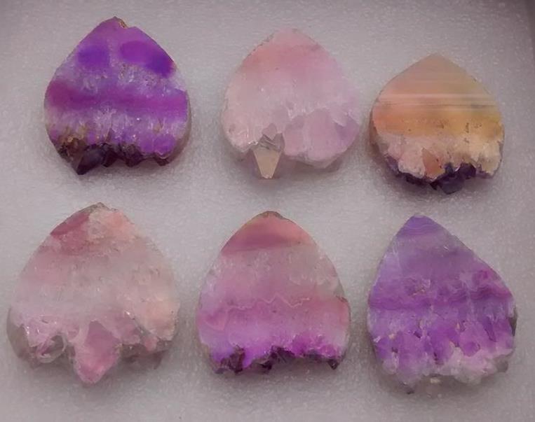 Stones from Uruguay - Light  Angel Aura Amethyst Druzy Teardrop Slices for Facilitating Conscious Contact with Angels and  Spirit, 20mm