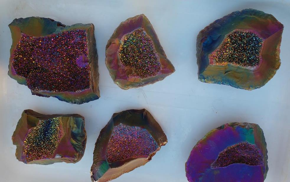 Stones from Uruguay - Rainbow Aura Rough Agate Druzy for Decoration or Gift