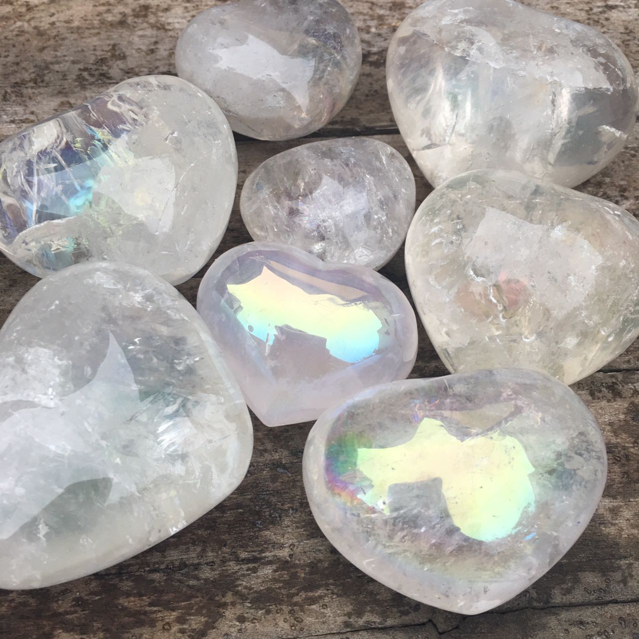 Stones from Uruguay - Polished Angel Aura Clear Quartz Crystal  Heart