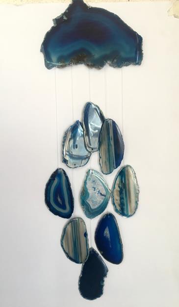 Stones from Uruguay - Brazilian Blue Agate Slab Wind Chime for Garden or Gift(DC012)