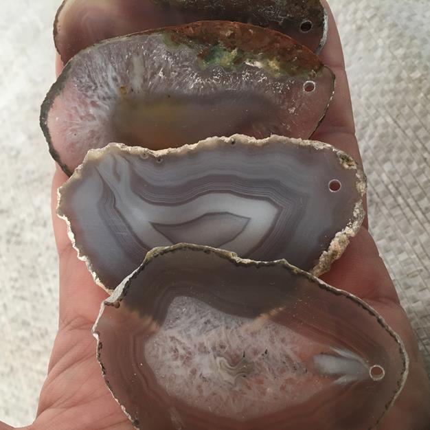 Stones from Uruguay - Drilled Natural  Agate Slices for Jewelry Making