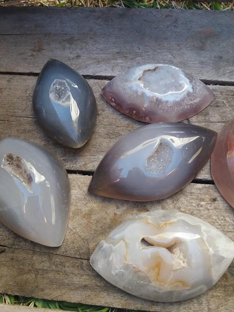 Stones from Uruguay - Polished Agate Geode Druzy Cabochon Marquise for Gift,Home and Office