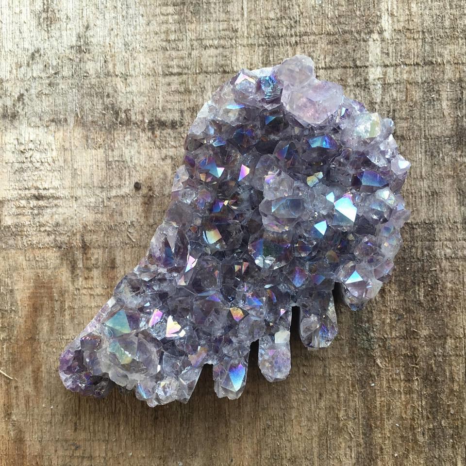 Stones from Uruguay - Angel Aura Amethyst Druzy Wing for Gift  or Home