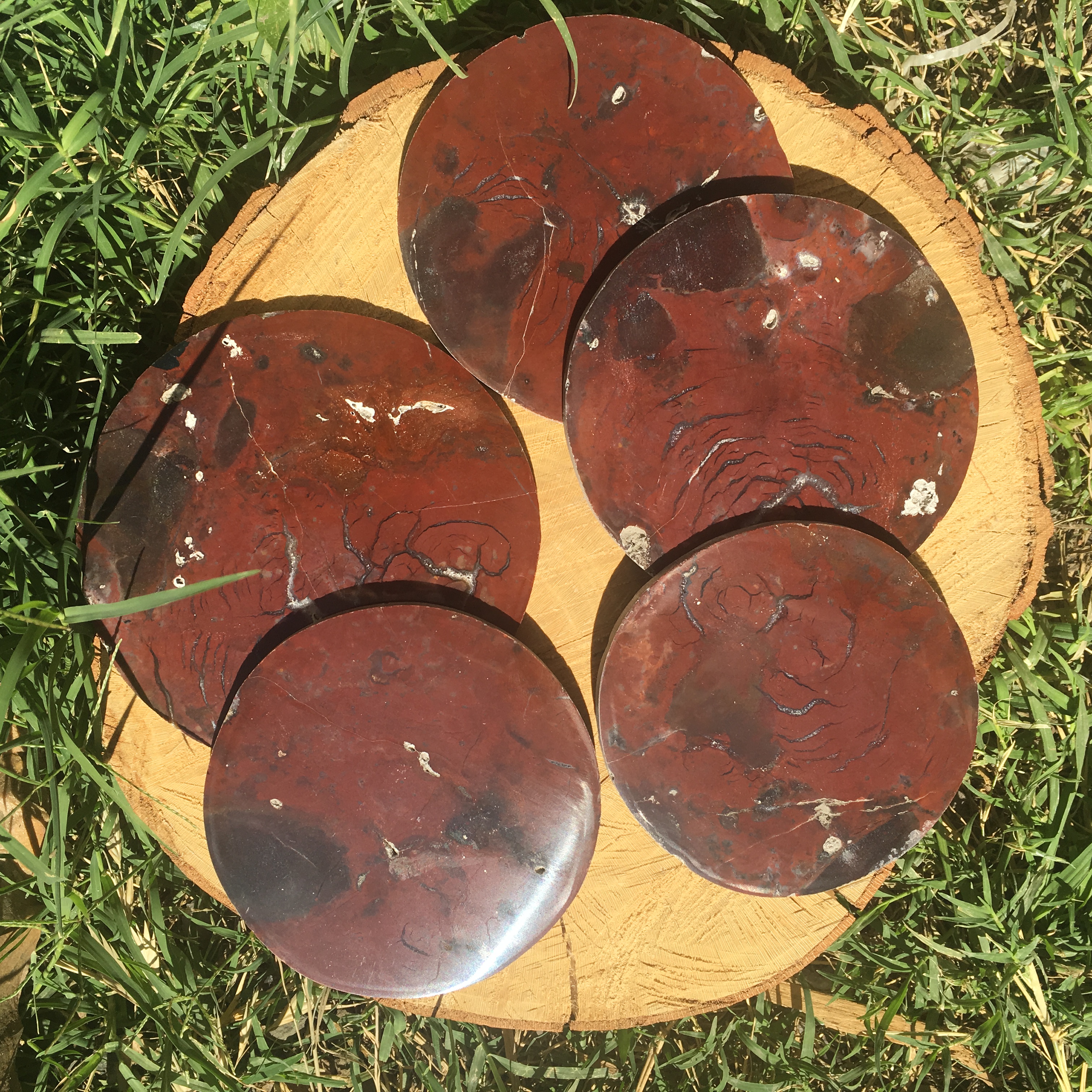 Stones from Uruguay - Pampa Red Jasper Coasters,#4 from 10 to 12cm