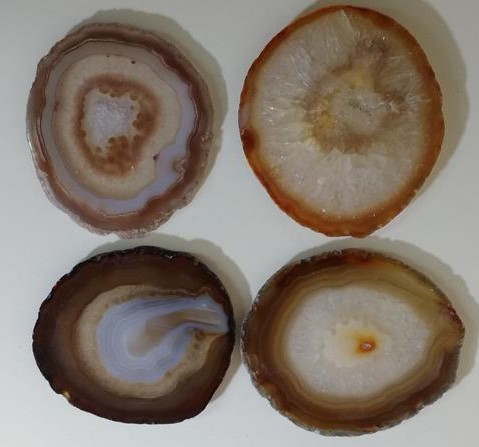 Stones from Uruguay - Natural Agate Slab Drink Coasters with Set of Four