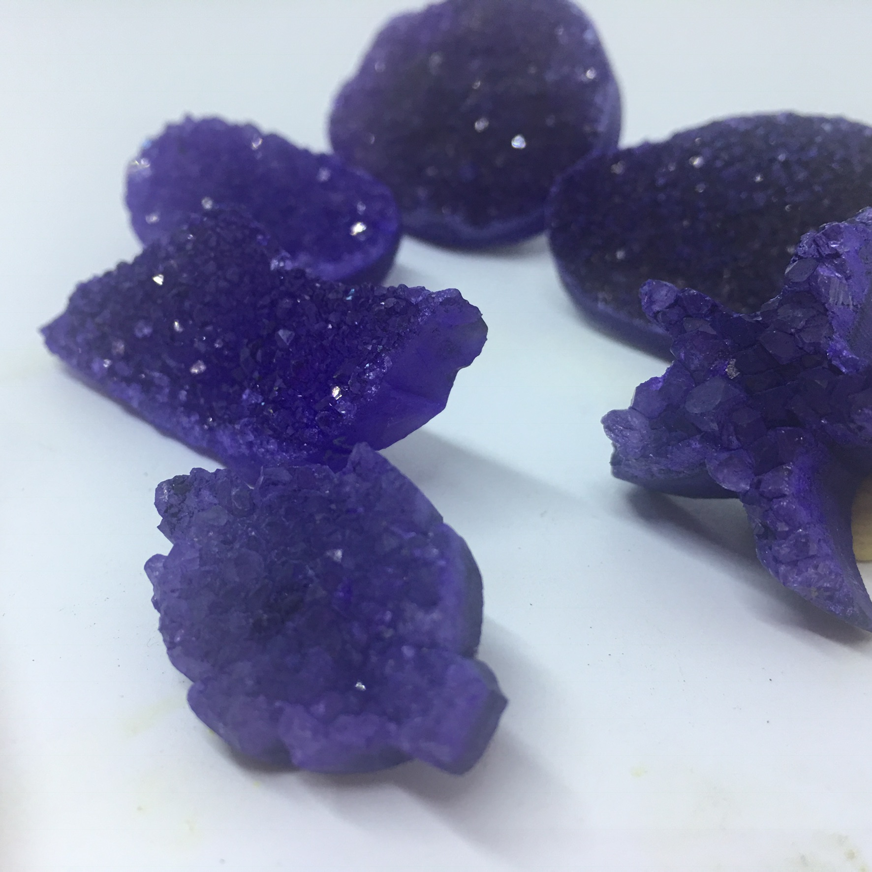 Stones from Uruguay - Purple Dyed  Druzy Shapes for Pendant Making