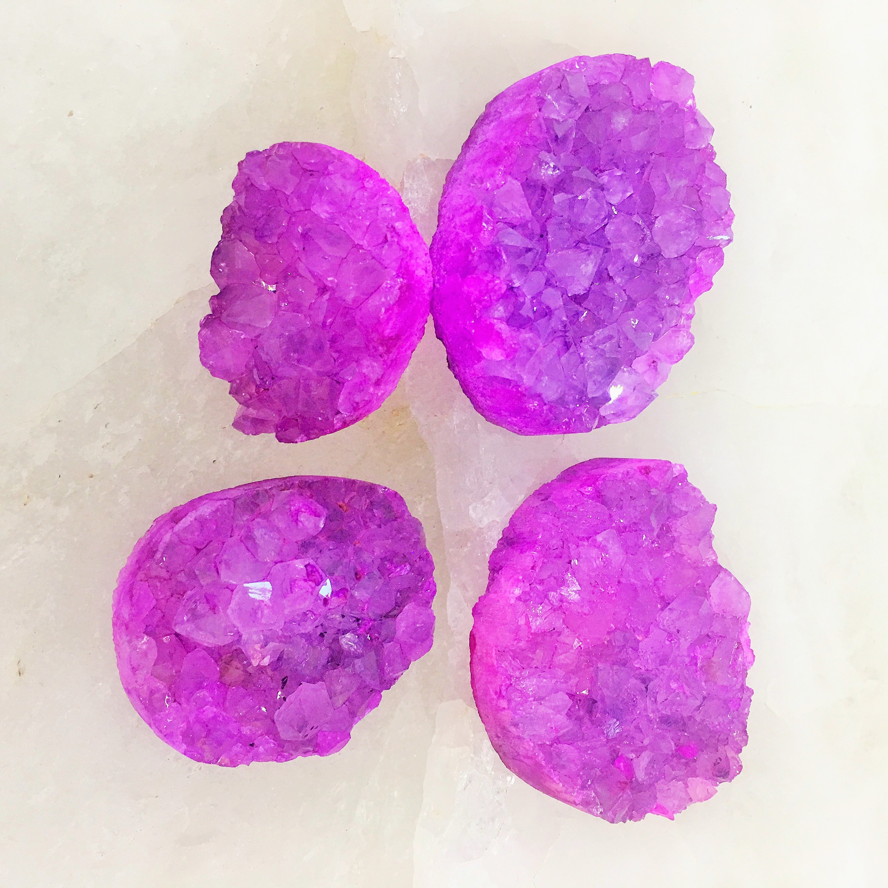 Stones from Uruguay - Pink Dyed Amethyts Druzy Free Form for Pendants