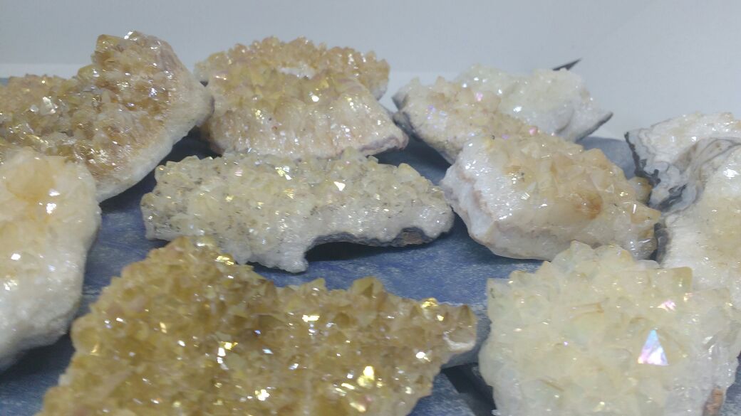 Stones from Uruguay - Genuine Opal Aura Coated  Citrine Cluster 