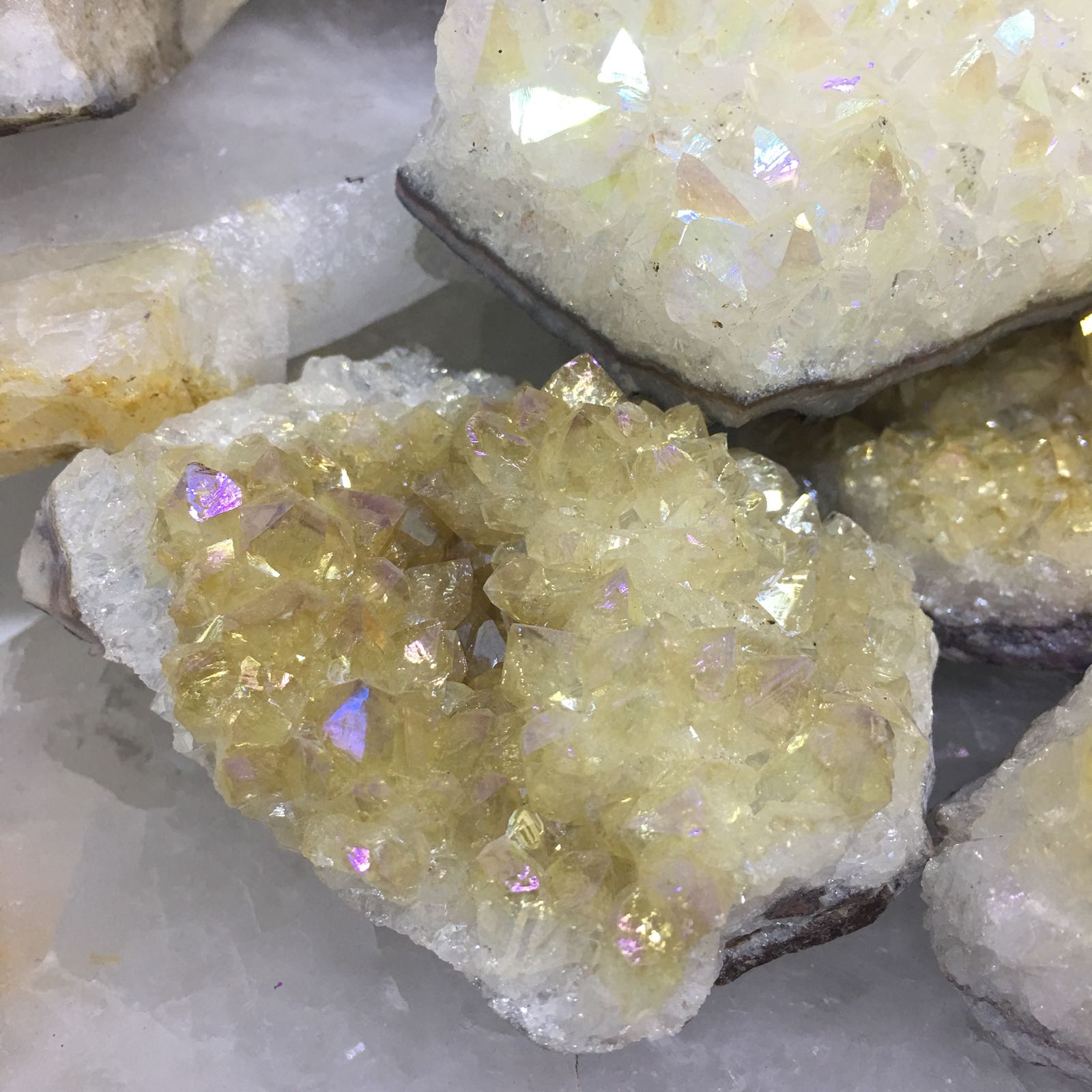Stones from Uruguay - Angel Aura Titanium Coated Citrine Cluster,Healing Crystals and Stones, Metaphysical Citrine Crystals,Aura Citrine Crystal