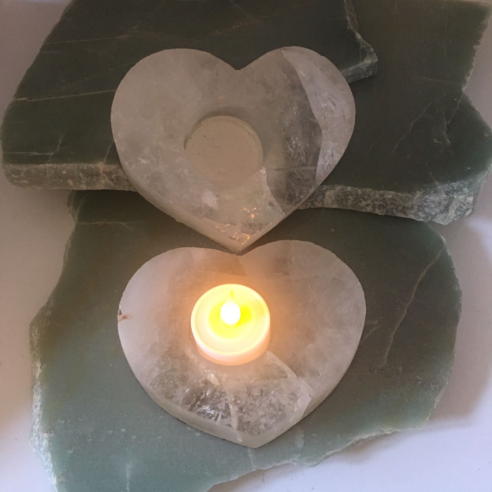 Stones from Uruguay - Smoky Quartz Heart  Candle Holder