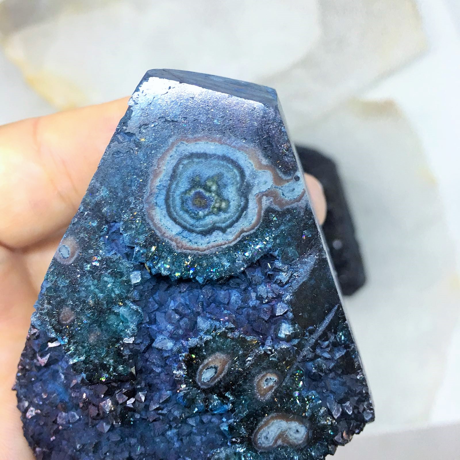Stones from Uruguay - Teal Dyed Amethyst  Eye for Home & Decor