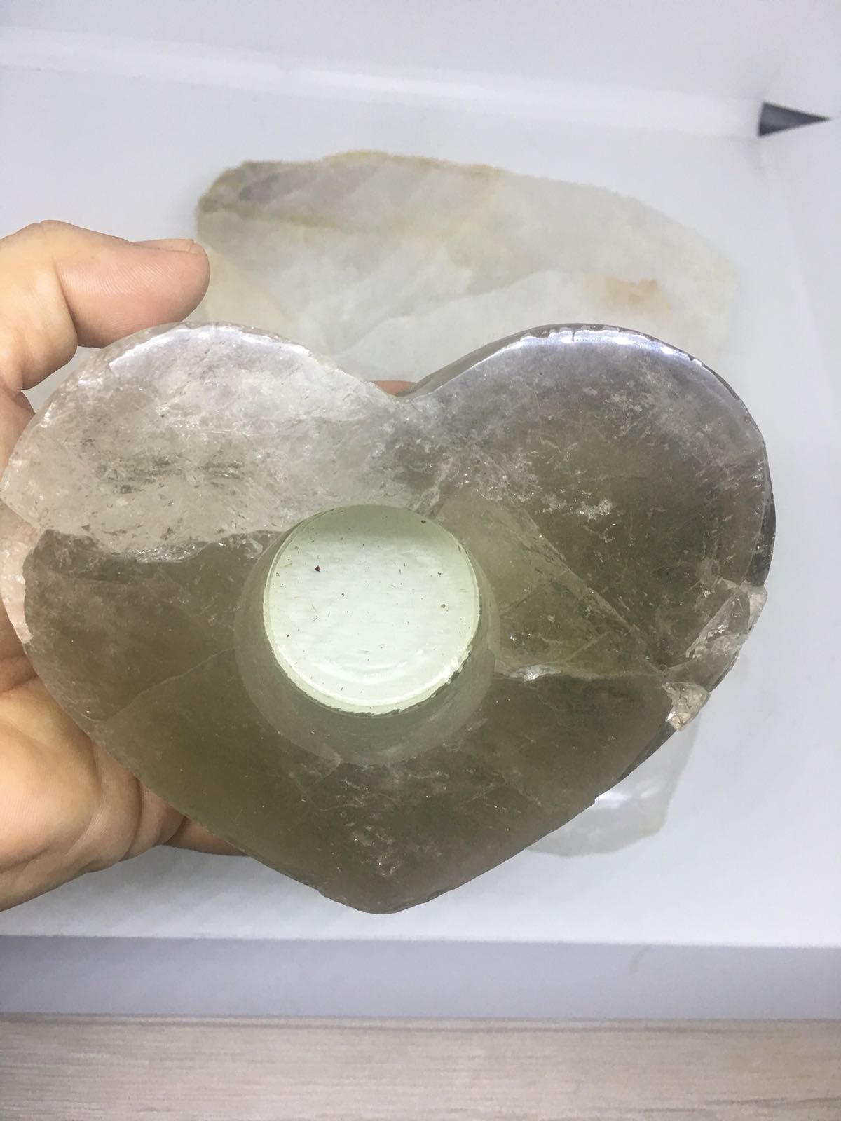 Stones from Uruguay - Smoky Quartz Crystal  Heart Candle Holder