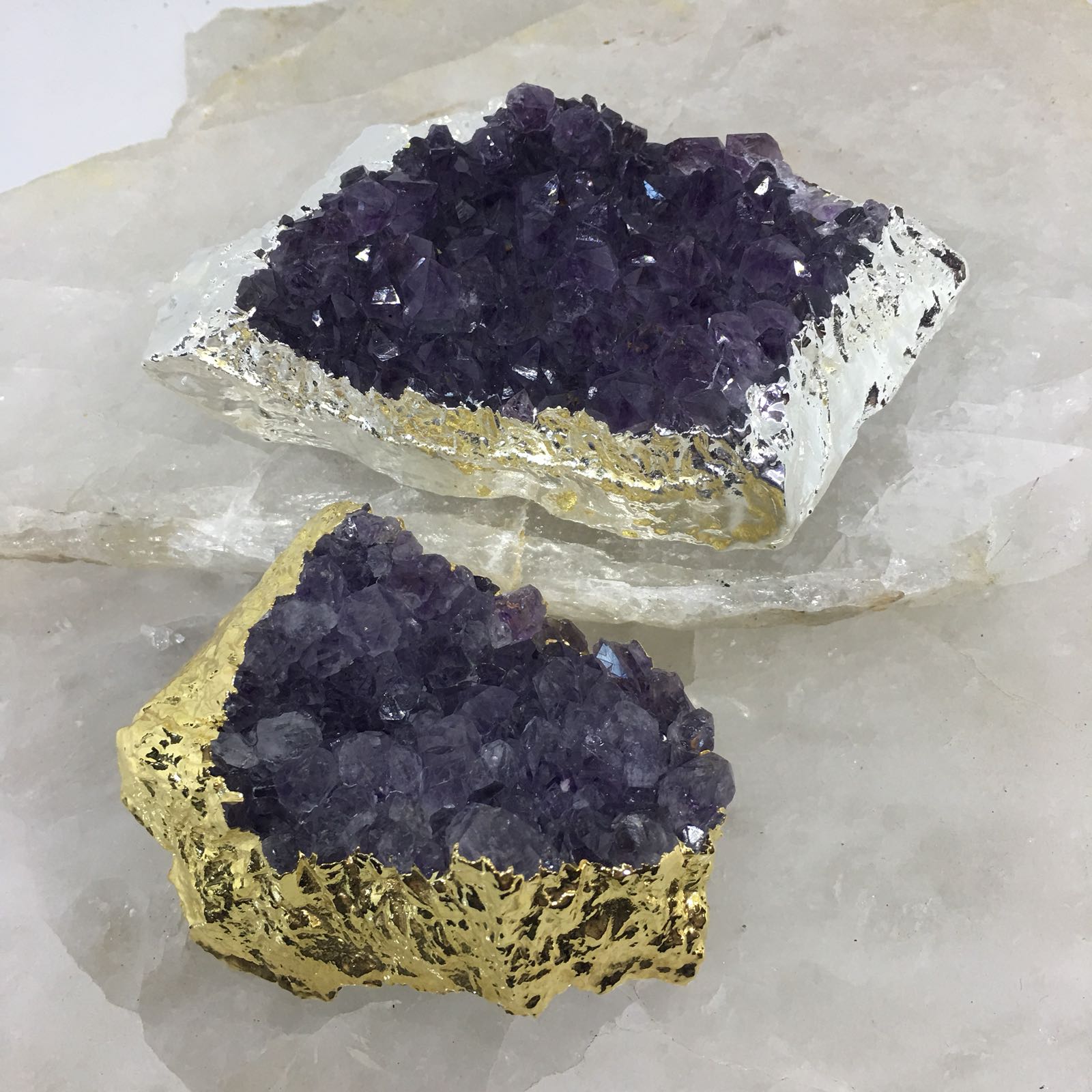 Stones from Uruguay - Plated Amethyst Cluster  for Decor Home & Metaphysical
