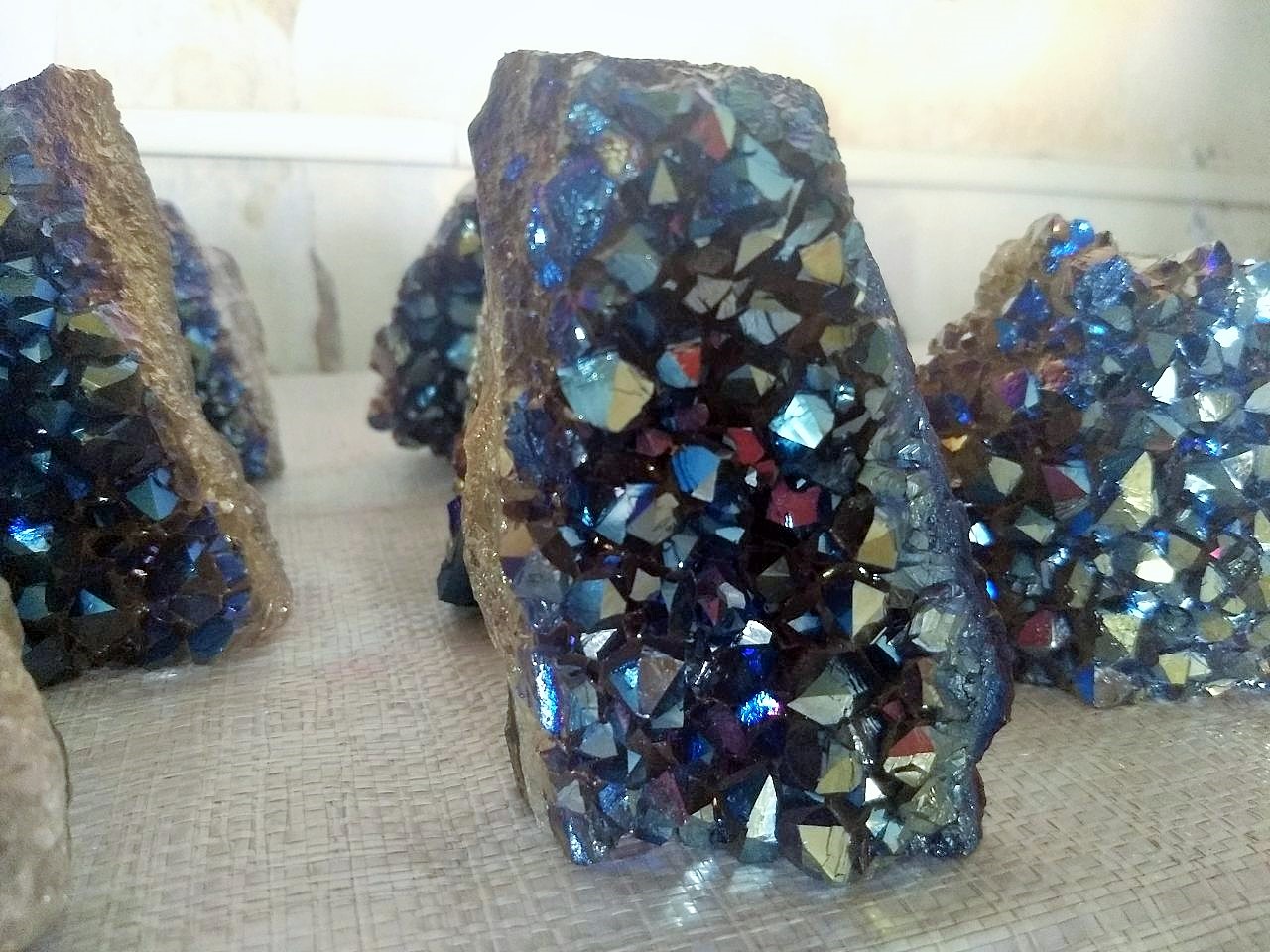 Stones from Uruguay - Cobalt Blue Titanium Amethyst Cut Base for Decor Home & Metaphysical
