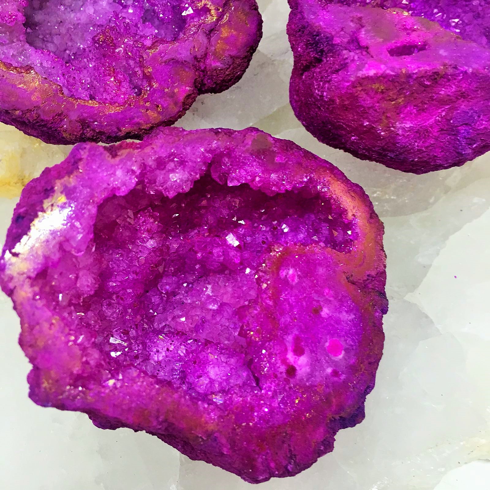 Stones from Uruguay - Pink Color Dyed Druzy Geodes