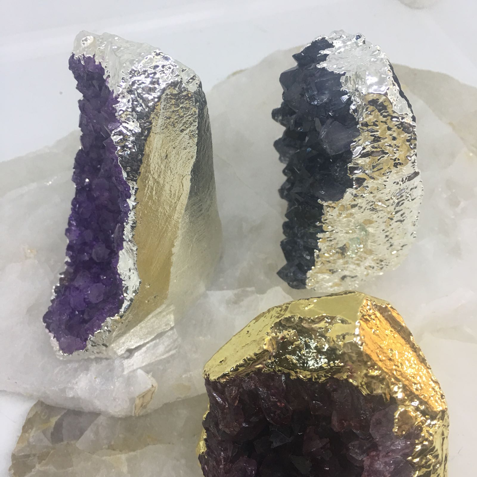 Stones from Uruguay - Dyed Amethyst Cut Base with Electroplating