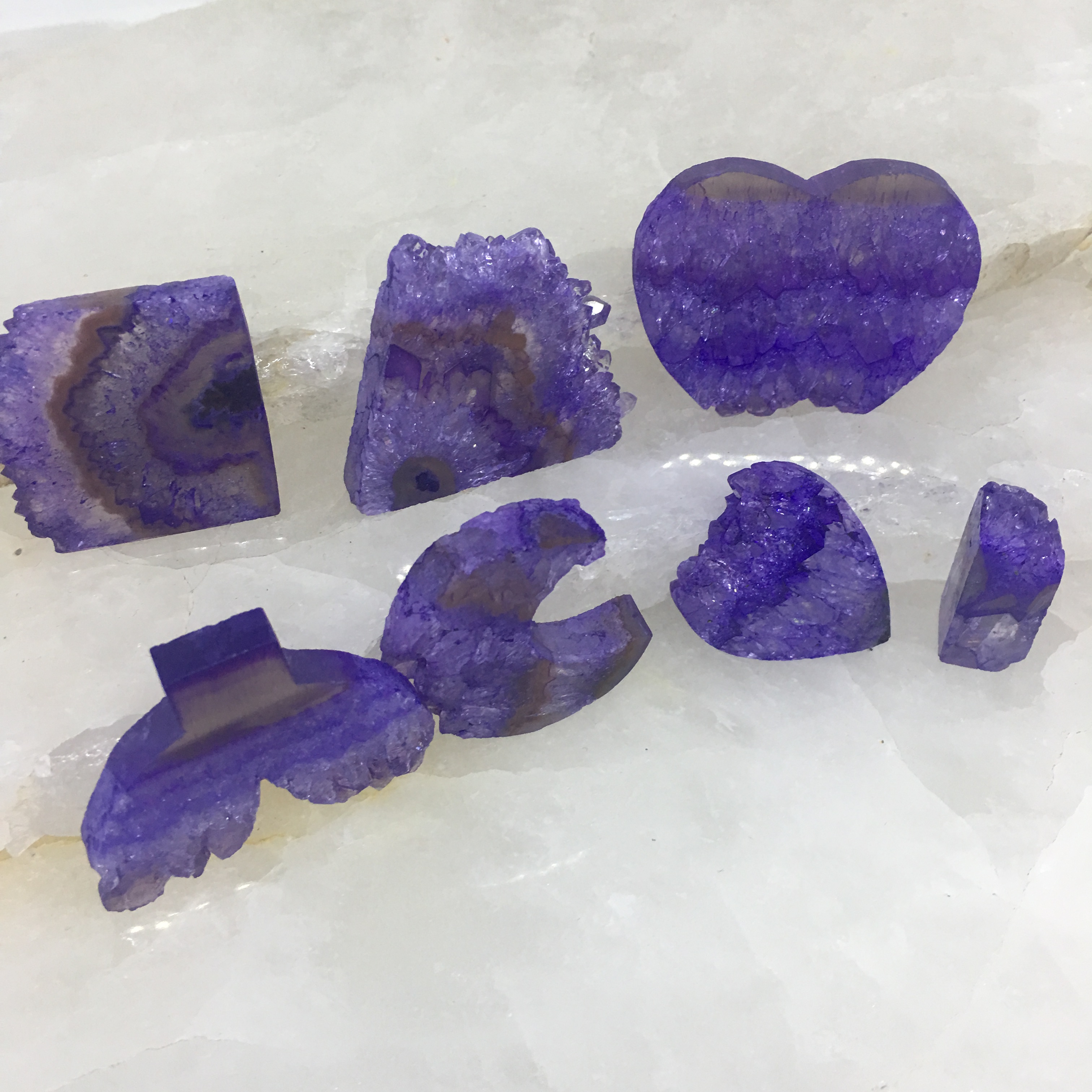 Stones from Uruguay - Purple Dyed Amethyst Druzy Slices for Jewelries
