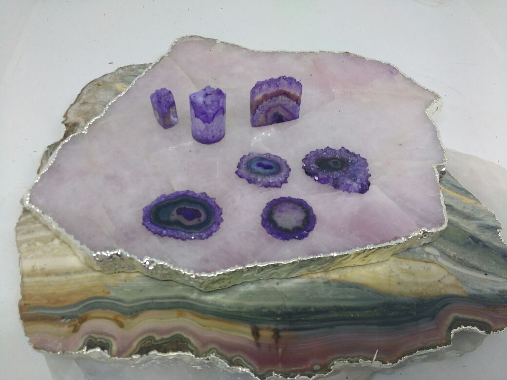 Stones from Uruguay - Purple Dyed Amethyst Slice Shapes for Jewelry  Setting