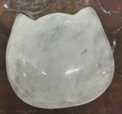 Stones from Uruguay - Clear Quartz Crystal Cat Head Cabochon for Spiritual Practices, Crafting & Home