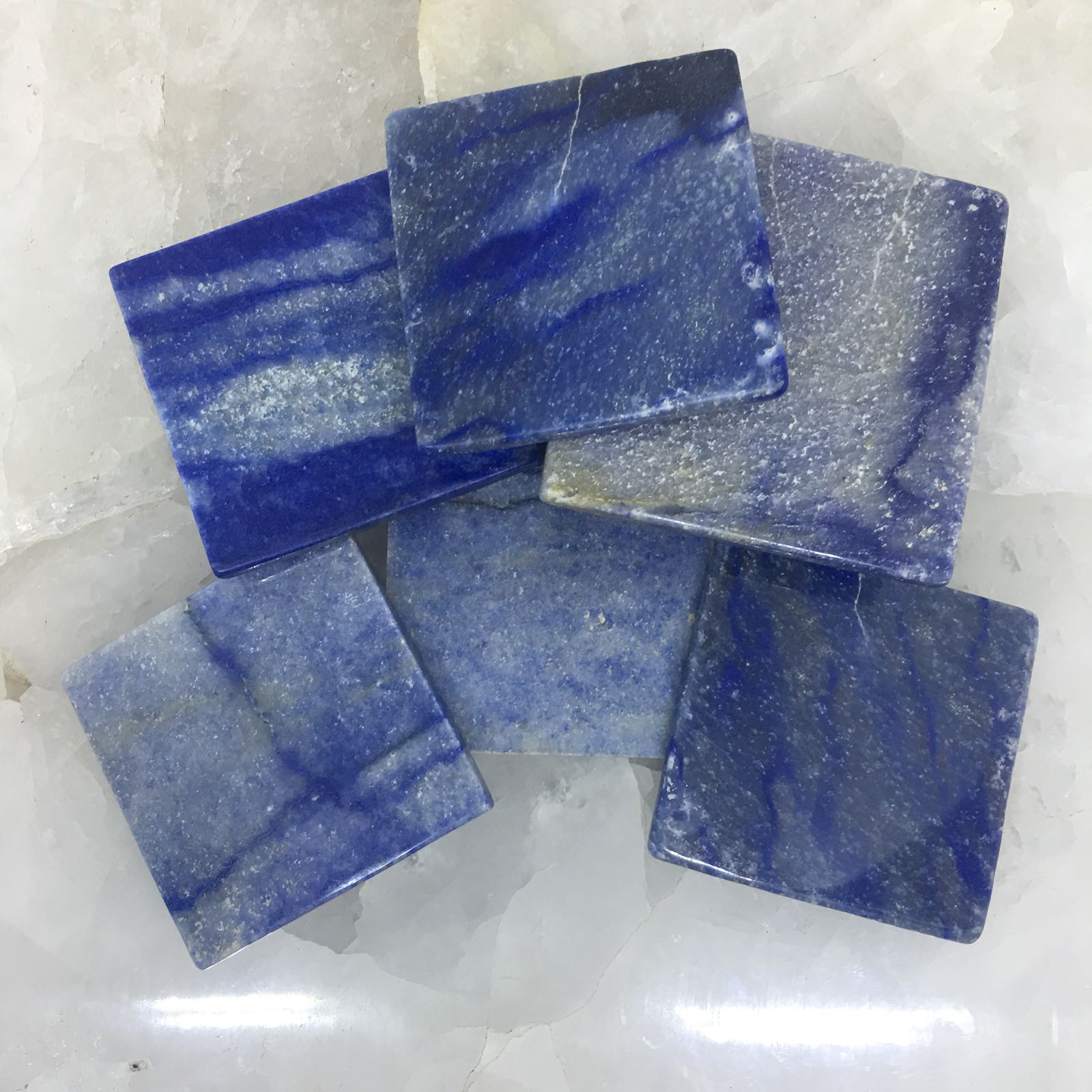 Stones from Uruguay - Blue Quartz Square Drink Coasters