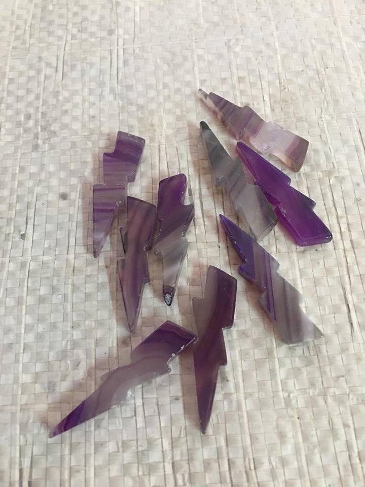 Stones from Uruguay - Purple Agate  Lightening Bolt for Wire Wrapped or Jewelry Making