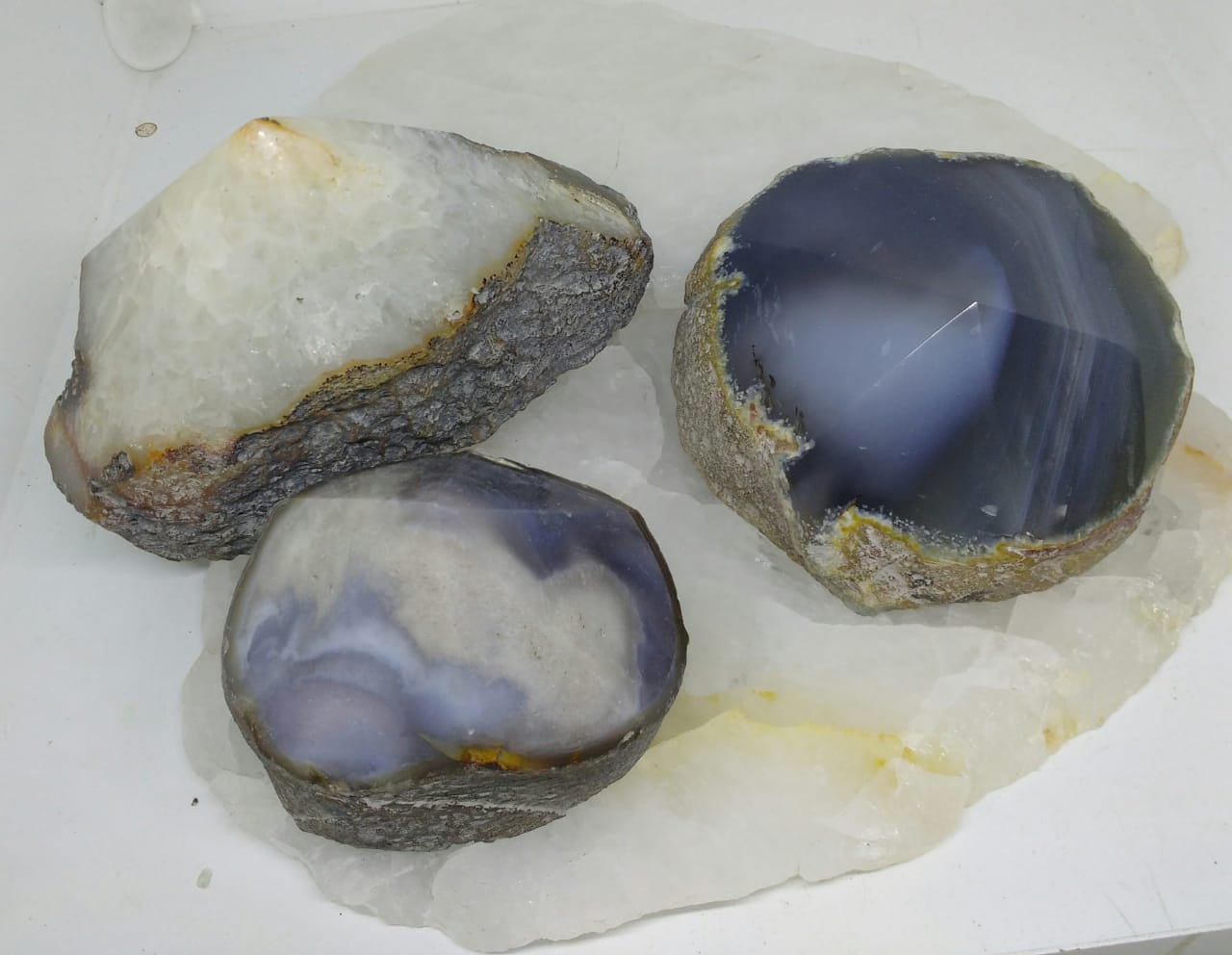 Stones from Uruguay - Natural Top Polished Agate Point - Agate Points (Standing) with Polished Top and Natural Sides