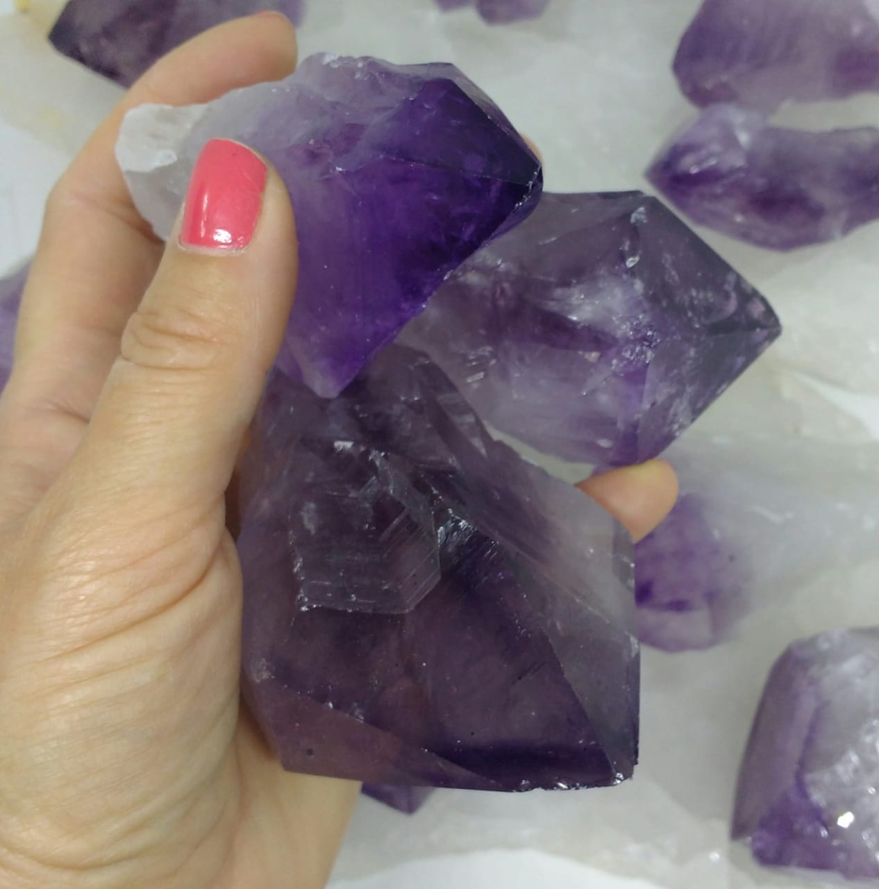 Stones from Uruguay - Amethyst Points from Brazil ,Brazilian Amethyst Druzy Points from 100 - to 400g